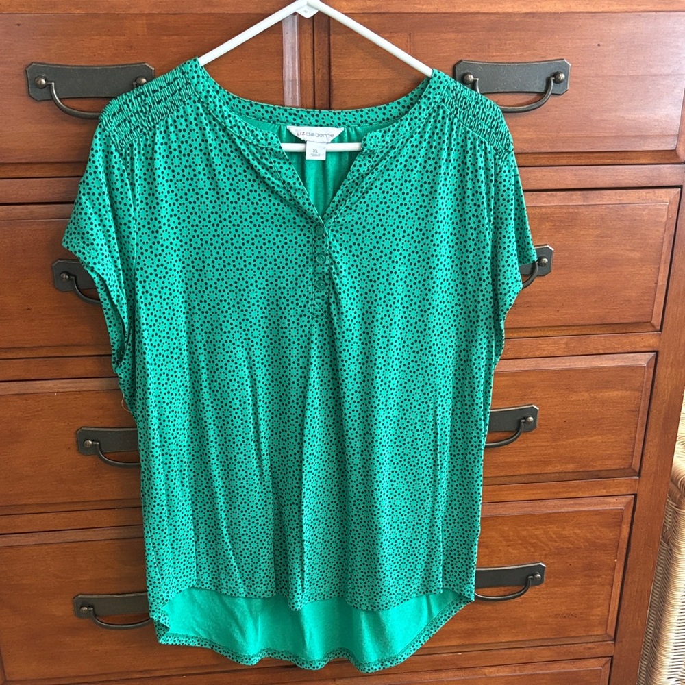 Liz Claiborne Emerald Green Dotted Blouse
